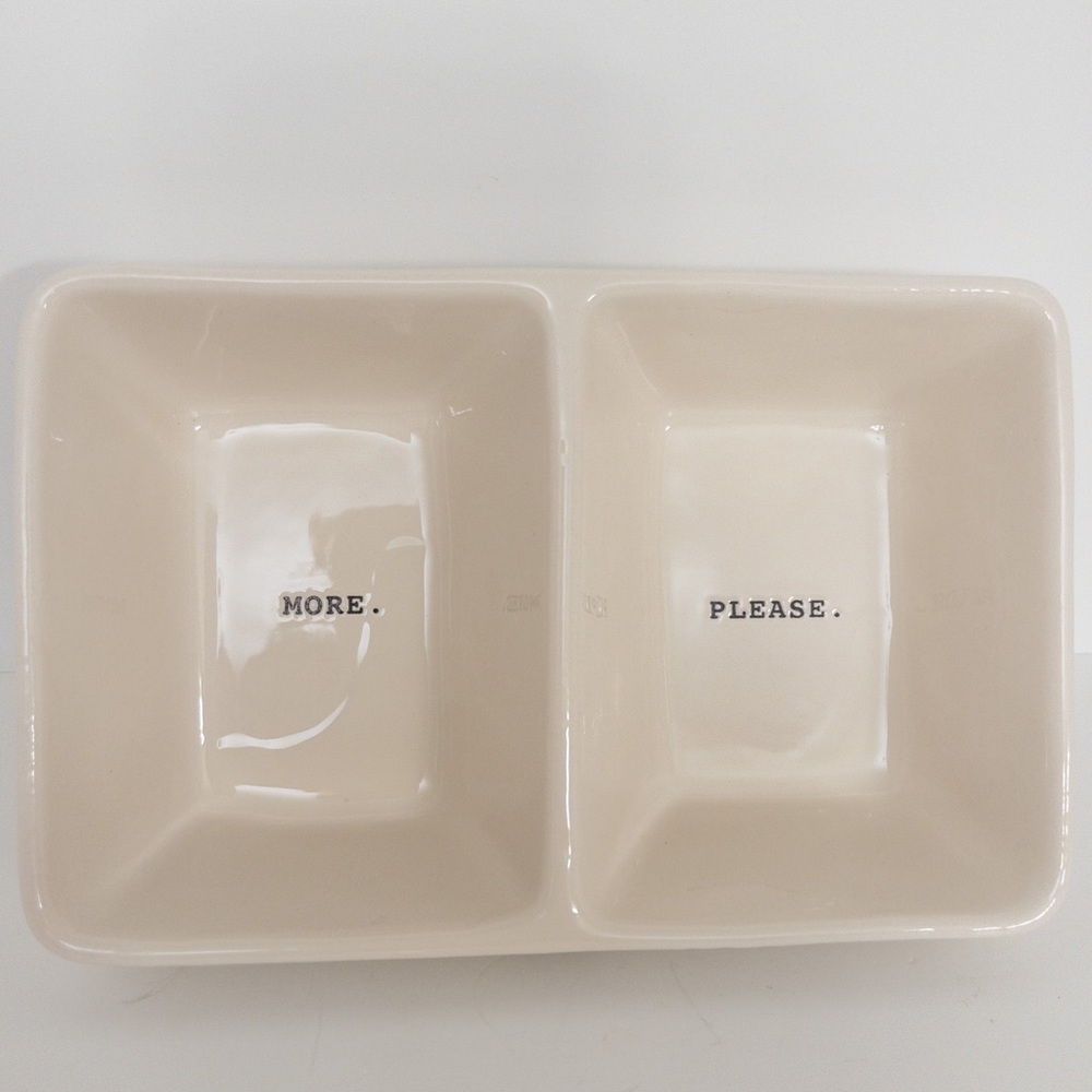 Rae Dunn More Please food tray typewriter print